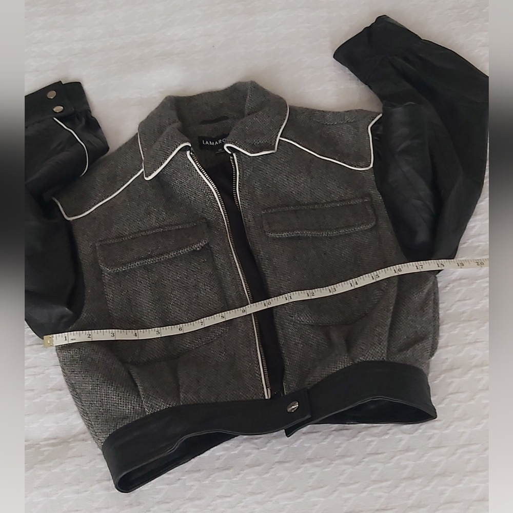 Lamarque Wool & Leather Cropped Jacket - Picture 5 of 15